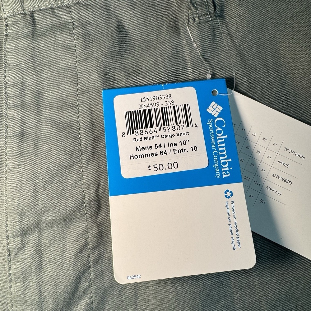 Columbia Red Bluff Cargo Shorts Mens 54 Olive Green 10" Inseam NWT Outdoor - Picture 3 of 12